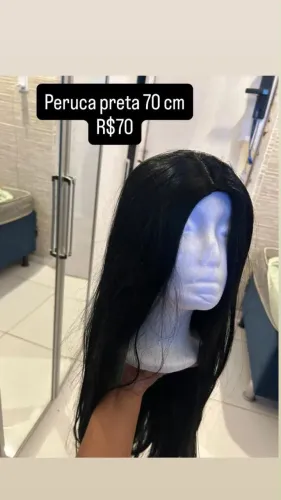 Peruca preta 70 cm