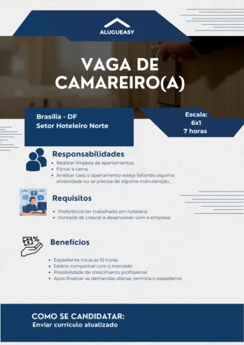 Vaga Camareiro(a) Setor Hoteleiro