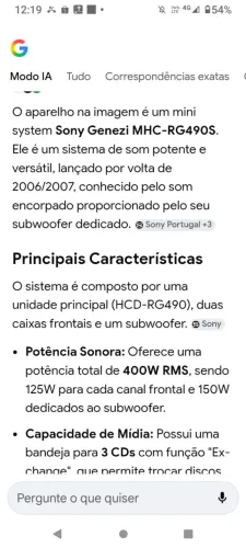 Vendo Som Sony modelo Genezi MHC - RG490 3 cds funcionando Perfeitamente R$ 880,00