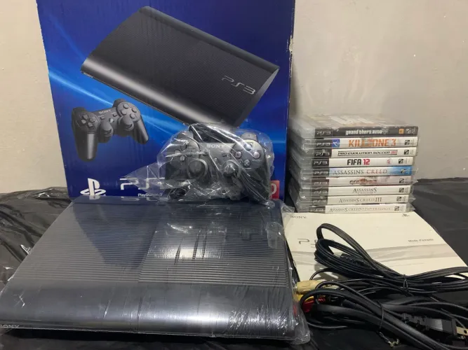 PS3 SLIM NA CAIXA COMPLETO - APARELHO NÃO LIGA