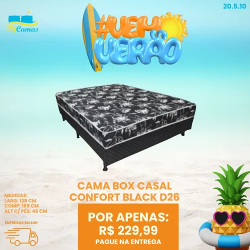 Cama box casal Black conforto D26 / pague na entrega / receba em até 24h
