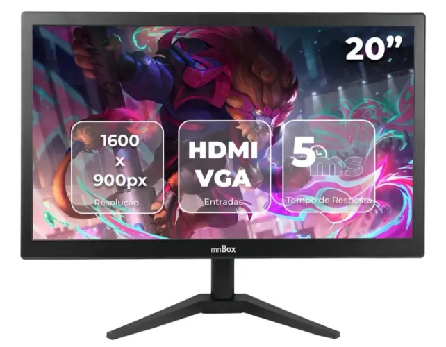 Monitor Led 20'' Hd 1600x900 Alta Luminosidade Hdmi Vga