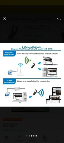 Adaptador Wi-fi-5 Dual Band,1300 mbps 2.4,5 GHz,3.0 Novo/Caixa
