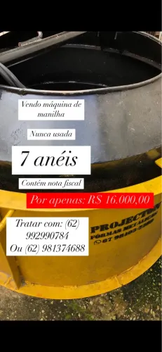Máquina de Fazer Manilhas de Concreto - Nova, Nunca Usada