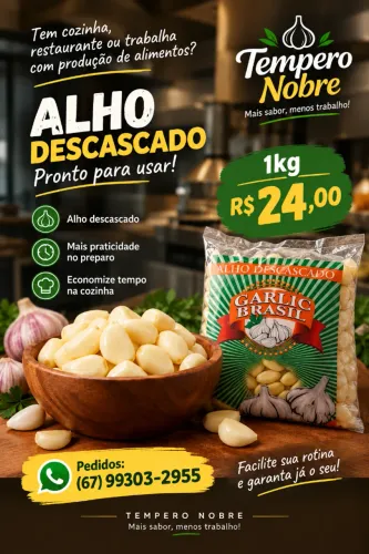 100% Alho descascado / Alho triturado