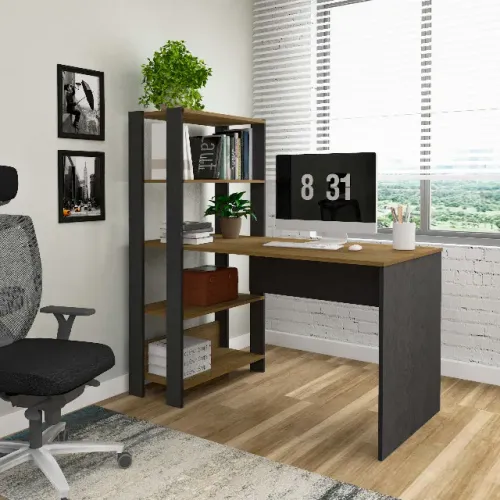 12X SEM JUROS - ESCRIVANINHA COM ARMÁRIO ACOPLADO | DESIGN INDUSTRIAL