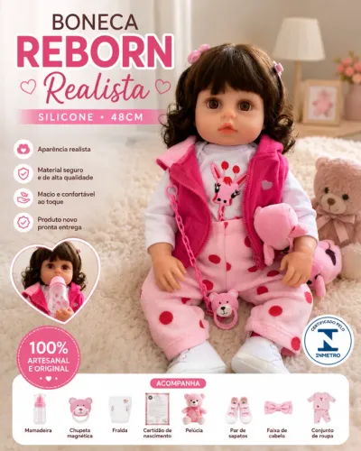 BONECA REBORN SILICONE 48CM REALISTA ? PRONTA ENTREGA