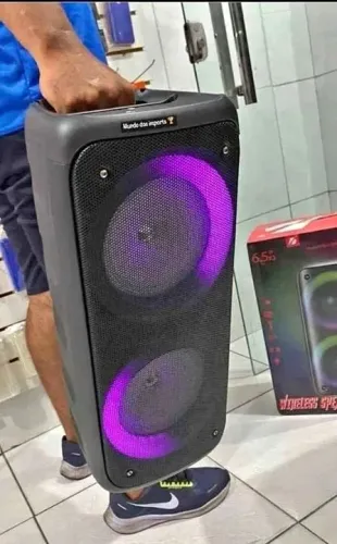 Caixa de som Grande 1500w 65cm com bluetooth microfone karaoke radio fm bass Led RGB poten