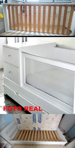 Berço cama + cama auxiliar + trocador / gaveteiro + nicho / escrivaninha 