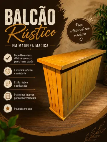 internas Balcão Rústico em Madeira Maciça