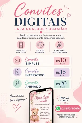 Convites Digitais Personalizados | Simples, Interativo e Animado