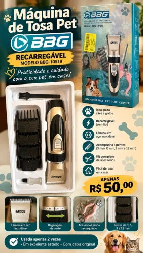 Máquina de Tosa Pet BBG-10519 Recarregável