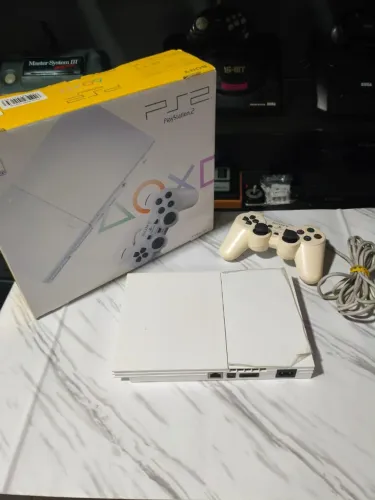 PlayStation 2 Slim Branco CIB Japonês Bloqueado Com Lacre De Fábrica
