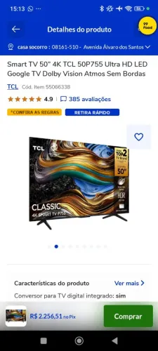 Tv TCL 50 polegadas