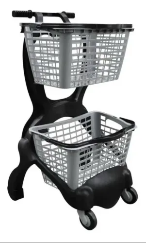 Carrinho Compras Duplo Ecoflex Cesta 25l Forte Cor Cinza
