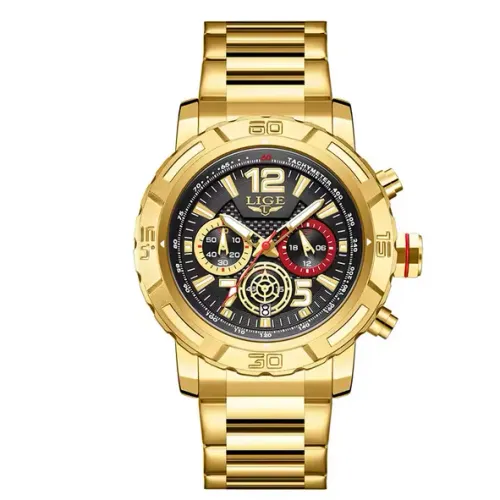 Relógio Lige Masculino Sport Luxury Gold Edition Dourado Preto (GARANTIA/NOTA FISCAL)
