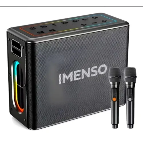 Caixa de som potente ImensO x32 completa 2 microfone s fio Bluetooth rádio pen-drive