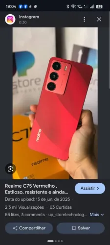 Celular c75realme 256 gb vermelho ruby