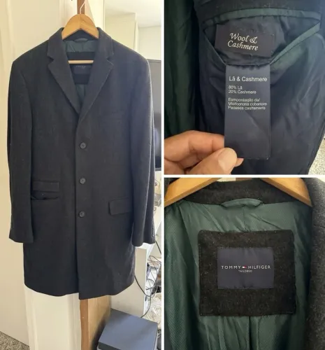 Sobretudo Tommy Hilfiger Tailored Lã e Cashmere Grafite (Importado)