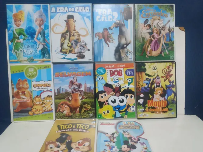 10 DVD Infantil Originais Garfield, O Segredo das fadas, Era do Gelo 1 e 2 Bob Esponja e 