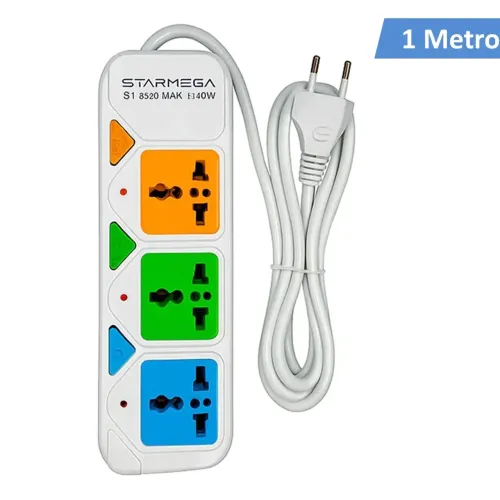 Filtro de Linha Extensão 3 Tomadas Bivolt Cabo 2 Metros - Starmega