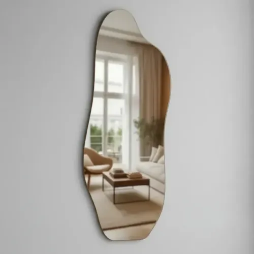 Espelho Orgânico Moderno 90 x 40 cm Decorativo Com Suporte
