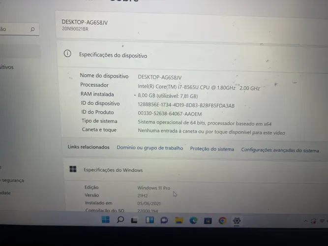 NOTBOOK i7 8 geração