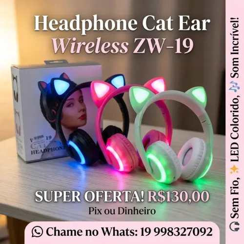 Fone sem fio orelha gato