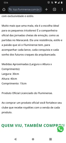 Mochila de carinho fluminense 