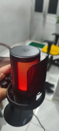 Microfone Gamer USB RGB Condensador Cardioide ENC Mic PC Celular Podcast