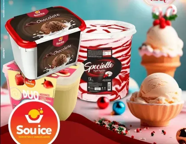 Repassando duas lojas de sorvetes, sendo uma delas Sou Ice sorvetes e congelados e outra s