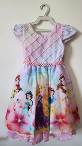 Vestido Princesas Disney Luxo - Tam 1