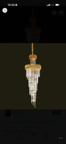 Lustre de cristal pendente dourado 180cm