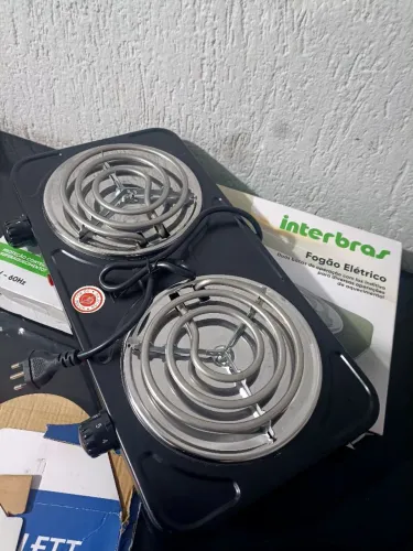 R$110 fogão elétrico 2 bocas forte 2000wats preto novo coctoop elétrico fogareiro