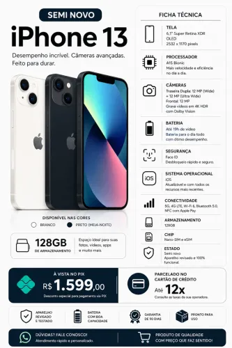iPhone 13 - semi novo