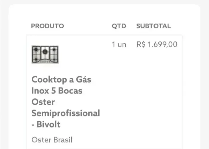 Cooktop novo