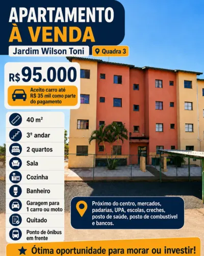 APARTAMENTO À VENDA - JARDIM WILSON TONI | R$ 95.000
