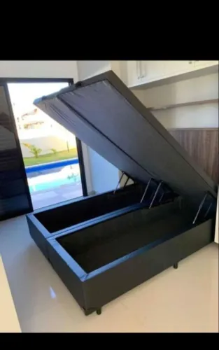 Vendo Cama Box Bau de Casal 138x188 Bi partido em LINHO 12x sem juros