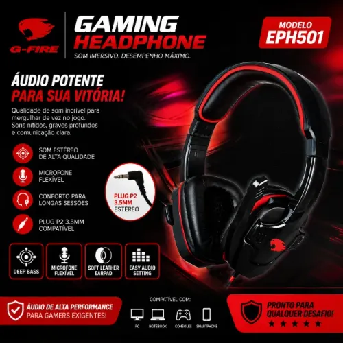 Headset com Microfone Gaming G-fire Eph501