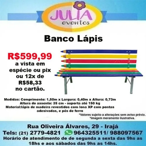 Banco Lápis XP Colorido em Madeira
