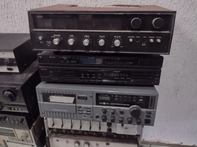 Lote receiver amplificador rádio antigo 