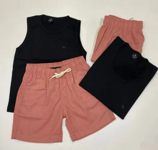 Regatas Básicas + Shorts Linho (Kit Pai e filho)