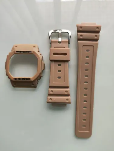 Pulseira e bezel bege para Casio G-Shock DW5600 em borracha silicone