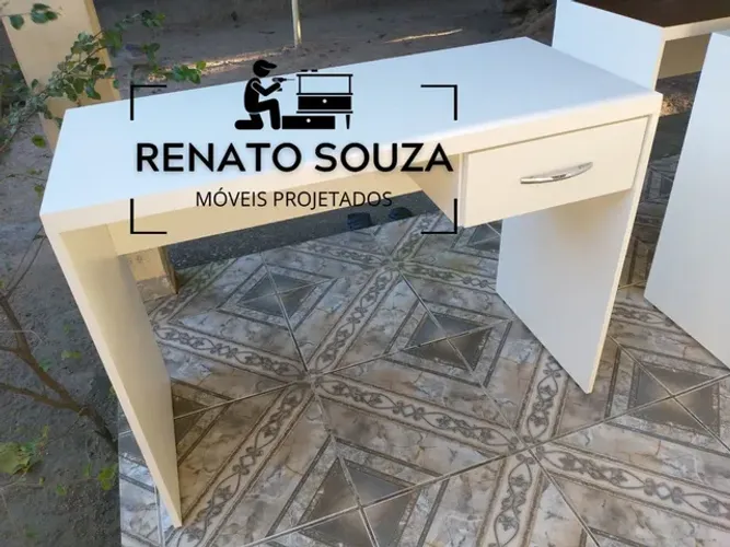 Mesa de estudo com gaveta mdf branco promoção só hoje