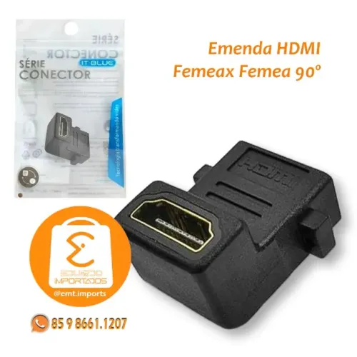 Emenda Hdmi 90 Graus Femea x Femea IT-BLUE