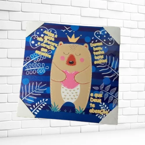 Decore Com Amor, Decore Com Vida: Quadro Decorativo Ursinho com Mensagem Motivacional