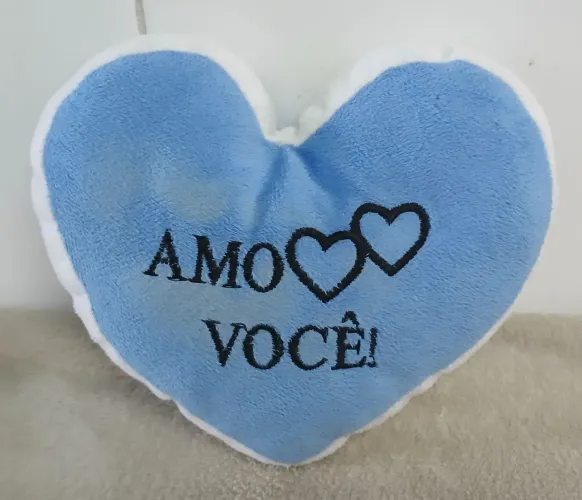 Coração Pelúcia Azul Amo Você Pequeno