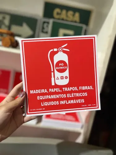 Placa Extintor de Pó Químico ABC Fotoluminescente - Novo - PROMOÇÃO 