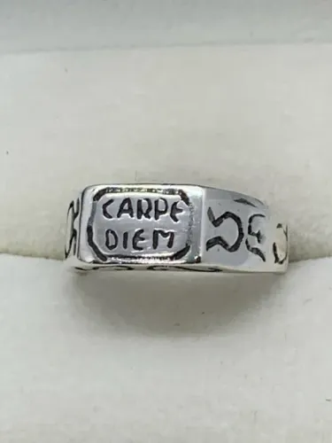 Carpe diem anel de prata 925 Lindo design tamanho 17