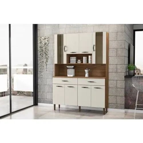 Kit cozinha Golden nogueira/off white 